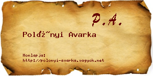 Polónyi Avarka névjegykártya